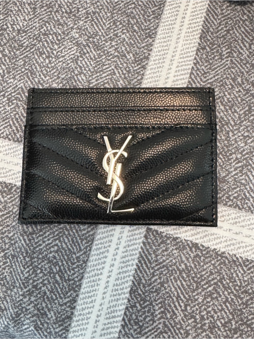 YSL CASSANDRE MATELASSÉ CARD CASE IN GRAIN DE POUDRE LEATHER Card Holder